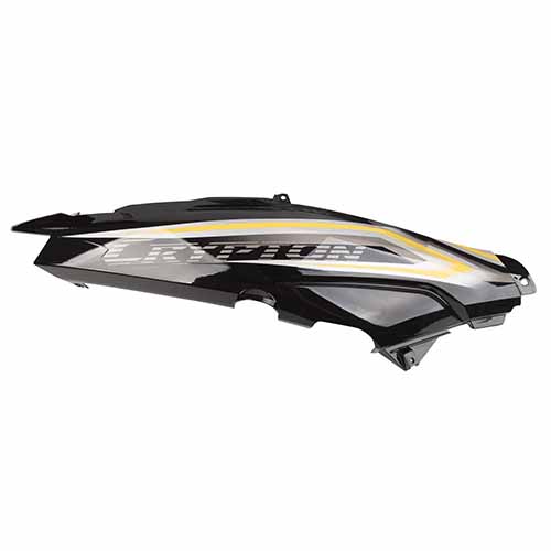 CACHA BAJO ASIENTO YAMAHA NEW CRYPTON 110 NEGRO CALCO BLANCO LADO DERECHO MTC