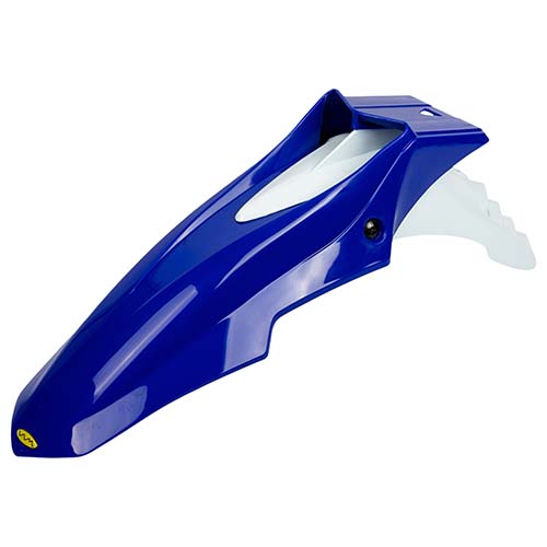 GUARDABARRO DELANTERO SUPERMOTO COMPLETO (2 PARTES) COLORES BLANCO/AZUL PLASTICA VC (711A)