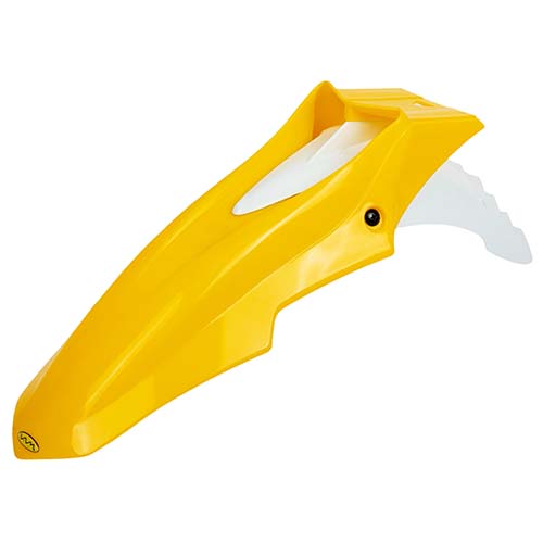 GUARDABARRO DELANTERO SUPERMOTO COMPLETO (2 PARTES) COLORES AMARILLO/BLANCO PLASTICA VC (711AM)