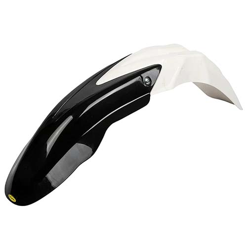 GUARDABARRO DELANTERO CROSS COMPLETO (2 PARTES) COLORES BLANCO/NEGRO PLASTICA VC (798N)