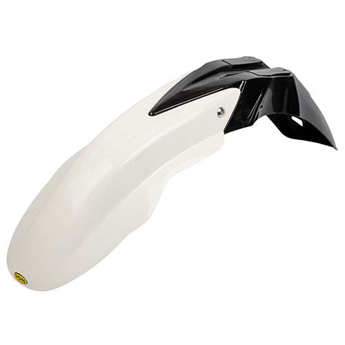 GUARDABARRO DELANTERO CROSS COMPLETO (2 PARTES) COLORES BLANCO/NEGRO PLASTICA VC (799B)