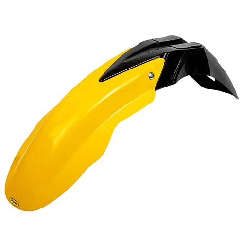 GUARDABARRO DELANTERO CROSS COMPLETO (2 PARTES) COLORES AMARILLO/NEGRO PLASTICA VC (799AM)