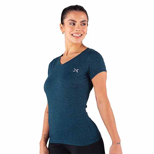 REMERA RUNNING MUJER JASPEADA PETROLEO M YAKKA (4015)