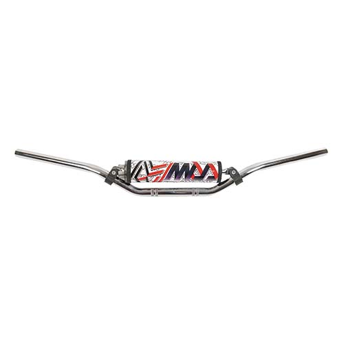 MANUBRIO MOTOCROSS BAJO CROMADO C/ TRAVESAÑO DE ACERO CROMADO Y PAD MDA (1430)