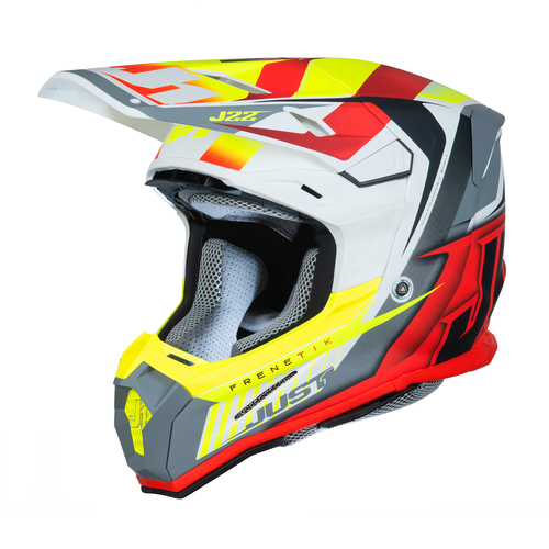 CASCO J22F FIBRA DE VIDRIO FRENETIK FIRE FLUO YELLOW/RED/WHITE MATT M JUST1
