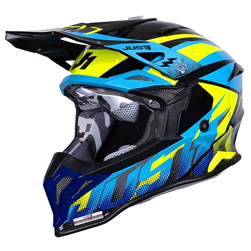 CASCO JUST1 J39 REVO BLUE FLUO YELLOW BLACK GLOSS XL