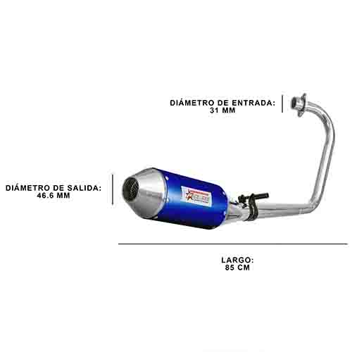 ESCAPE MOTO HONDA NEW CG TITAN 150CC ST3 STYLE AZUL PAOLUCCI (EM150NEWCG33-SAZ)
