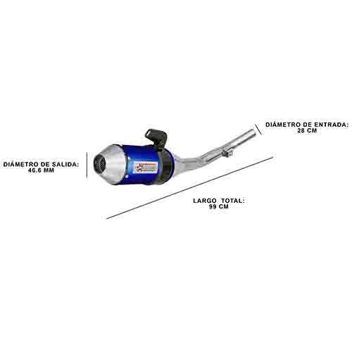 ESCAPE MOTO YAMAHA XTZ 125CC POR ARRIBA ST2 STYLE AZUL PAOLUCCI (EM125XTZ23-SUPAZ)