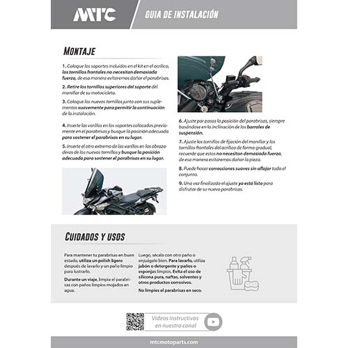 PARABRISA BAJAJ ROUSER NS200 (CRISTAL) CON SOPORTES 3MM MTC