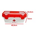 CAJA PRIMEROS AUXILIOS/BOTIQUIN 16" 40.5X23,5X18 BLA/RO C/BANDEJA DIVISORA PLASTICA VC (1079)