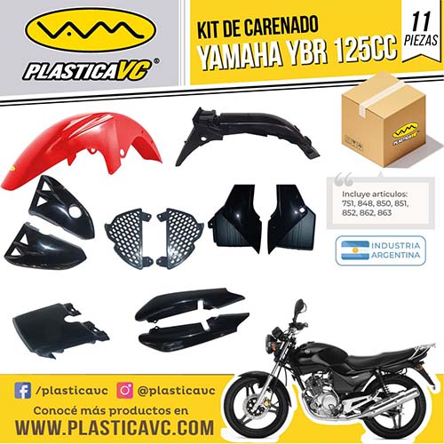 KIT CARENADO YAMAHA YBR 125CC ROJO 11 PZAS.  PLASTICA VC (1102R)