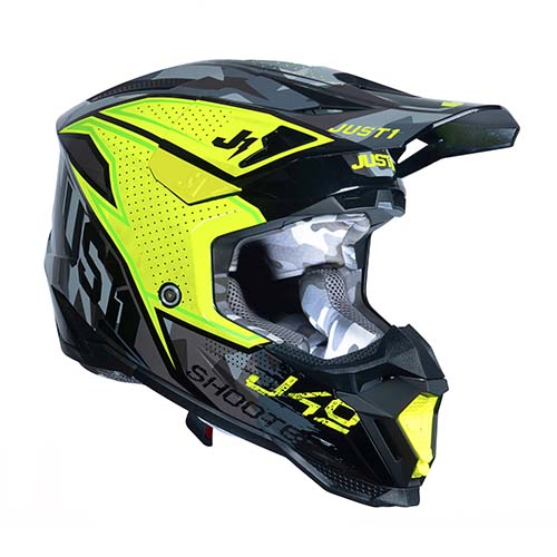 CASCO J40 SHOOTER CAMO/YELLOW FLUO/BLACK GLOSS XL JUST1