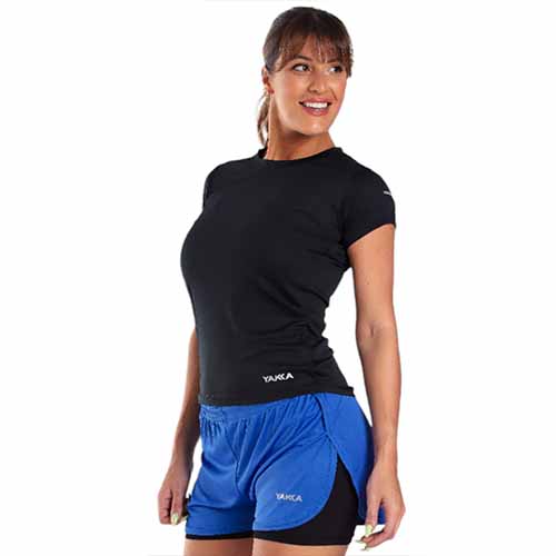 REMERA RUNNING MUJER NEGRA S YAKKA (4004)