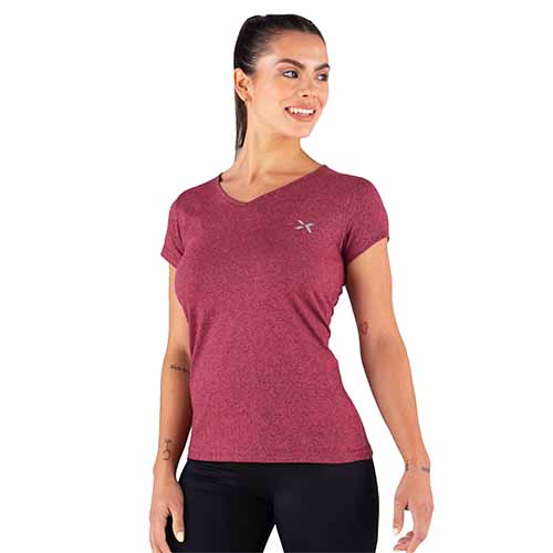 REMERA RUNNING MUJER JASPEADA BORDO M YAKKA (4015)