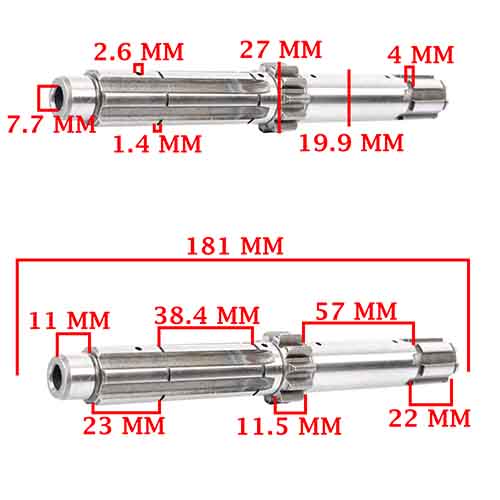 EJE PRIMARIO Z-11 (LARGO) SR 200/ SUPERMOTARD CREUSO (5814-000)