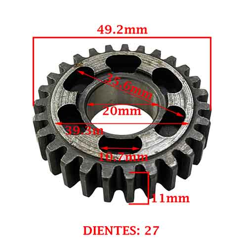 ENGRANAJE 3 VEL. S/SECUNDARIO Z-27 COMPETICION-100/110/125 CREUSO (8202-PRO)