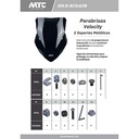 PARABRISA UNIVERSAL VELOCITY (NEGRO) CON SOPORTE 3MM MTC (NAC)