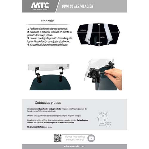 DEFLECTOR DE PARABRISAS NEGRO UNIVERSAL CON SOPORTE PHANTOM MTC (NAC)