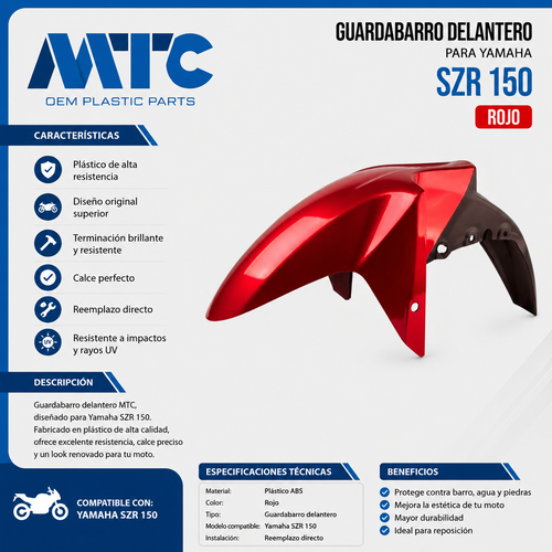 GUARDABARRO DEL. YAMAHA SZ150 RR ROJO MTC