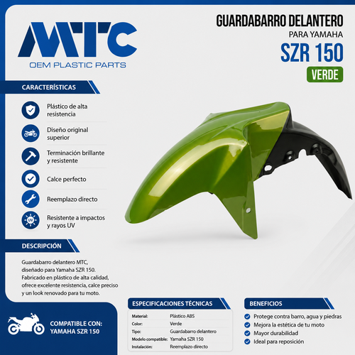 GUARDABARRO DEL. YAMAHA SZ150 RR VERDE MTC
