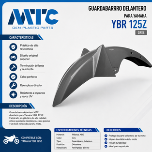 GUARDABARRO DEL. YAMAHA YBR 125Z GRIS (2017-2018) MTC