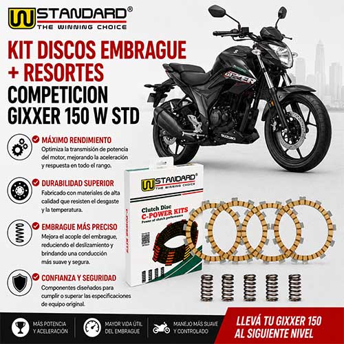 C-POWER (D.EMBR. RACING + RESORTES) SUZUKI GIXXER 150 (5 pcs) STD