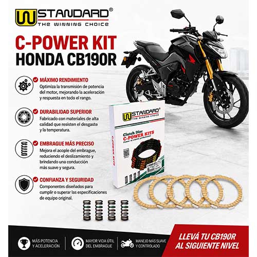 C-POWER (D.EMBR. RACING FIBRA ORIG. + RESORTES) HONDA CB190R (5 pcs) STD