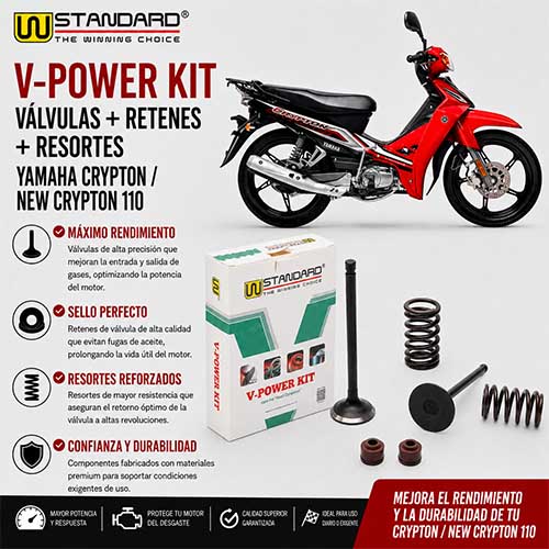 V-POWER KIT YAMAHA CRYPTON T105/NEW CRYPTON (VALVULAS+RETEN+RESORTES) STD