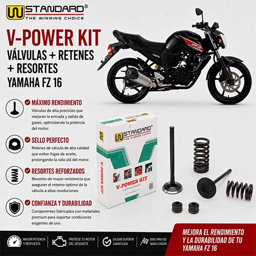 V-POWER KIT YAMAHA FZ16 (VALVULAS + RETEN + RESORTES) STD