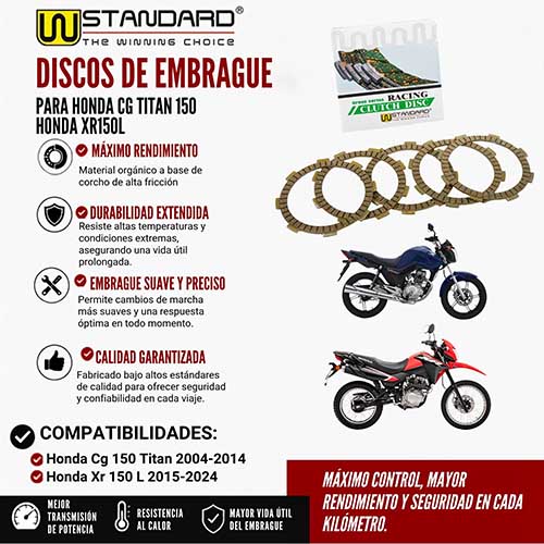 DISCO DE EMBRAGUE HONDA CG TITAN 150 / HONDA XR 150L (3+2) STD