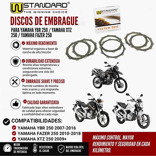 DISCO DE EMBRAGUE YAMAHA YBR 250/FAZER 250/XTZ250 STD