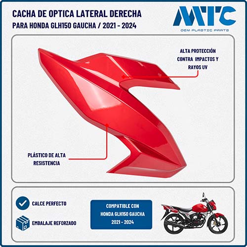 CACHA OPTICA LATERAL HONDA GLH150 GAUCHA ROJO LADO DERECHO MTC