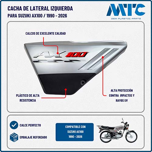 CACHA LATERAL IZQUIERDA SUZUKI AX100 GRIS MTC