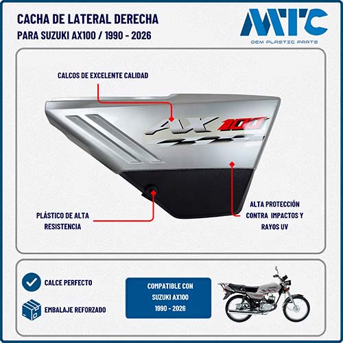 CACHA LATERAL DERECHA SUZUKI AX100 GRIS MTC