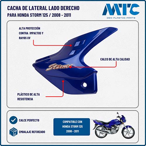 CACHA LATERAL DERECHA HONDA STORM 125 AZUL MTC