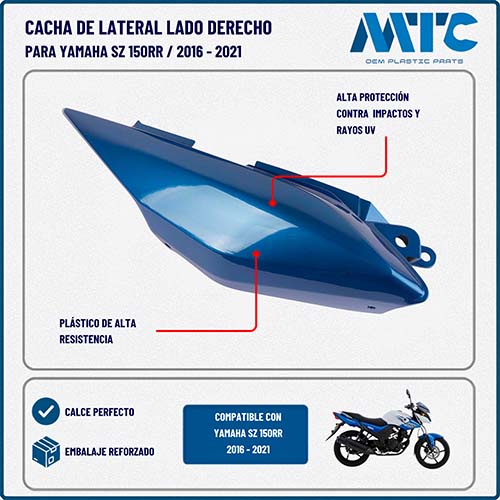 CACHA BAJO ASIENTO YAMAHA SZ150 RR AZUL LADO DERECHO MTC