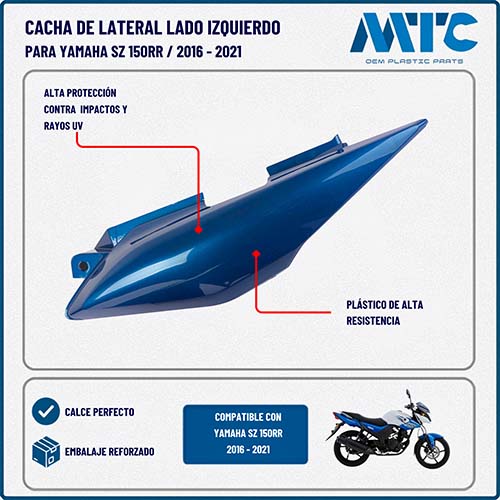 CACHA BAJO ASIENTO YAMAHA SZ150 RR AZUL LADO IZQUIERDO MTC
